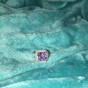 Purple Square Diamond Ring